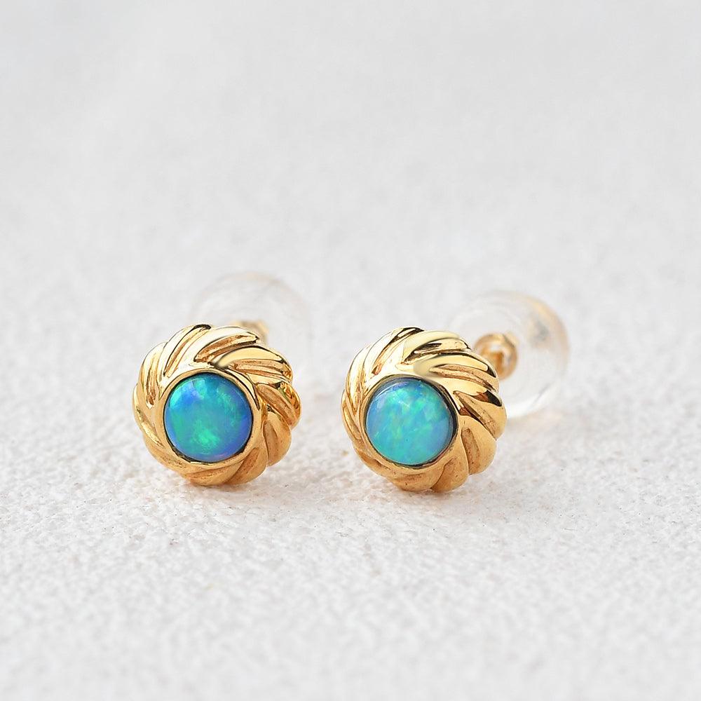 Natural Opal Vintage Yellow Gold Earrings - Felicegals 丨Wedding ring 丨Fashion ring 丨Diamond ring 丨Gemstone ring--Felicegals