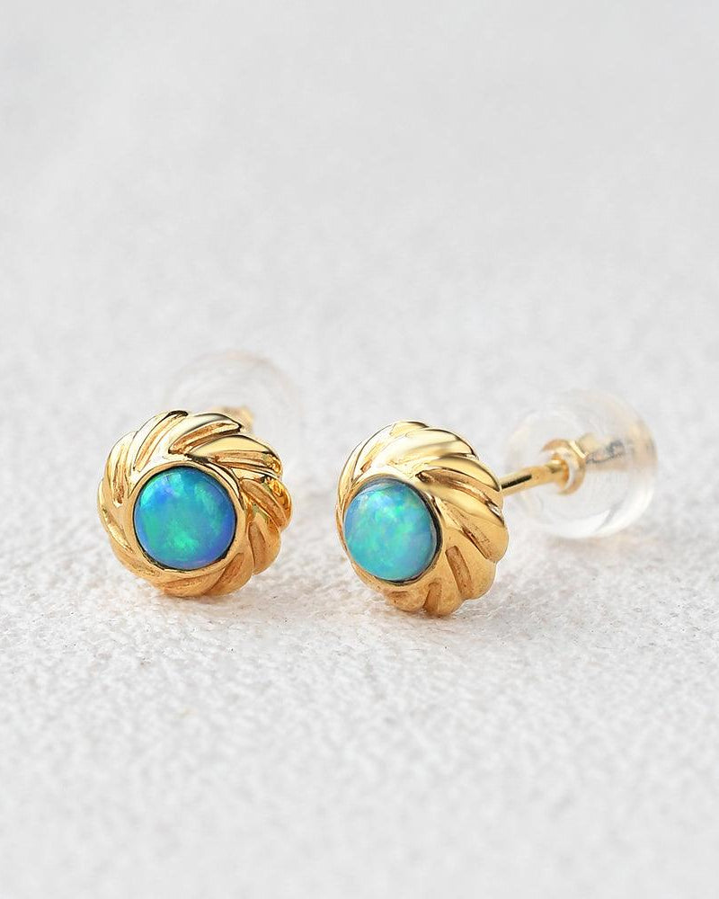 Natural Opal Vintage Yellow Gold Earrings - Felicegals 丨Wedding ring 丨Fashion ring 丨Diamond ring 丨Gemstone ring--Felicegals
