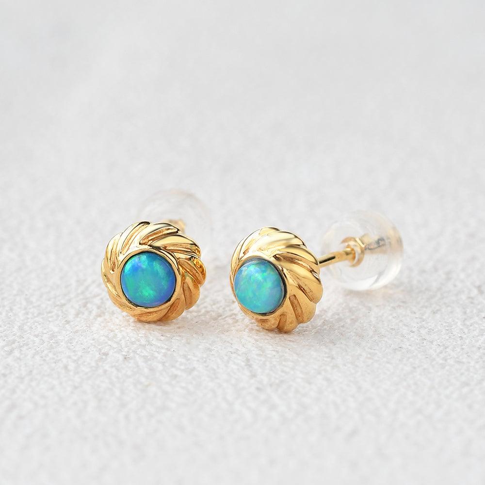 Natural Opal Vintage Yellow Gold Earrings - Felicegals 丨Wedding ring 丨Fashion ring 丨Diamond ring 丨Gemstone ring--Felicegals