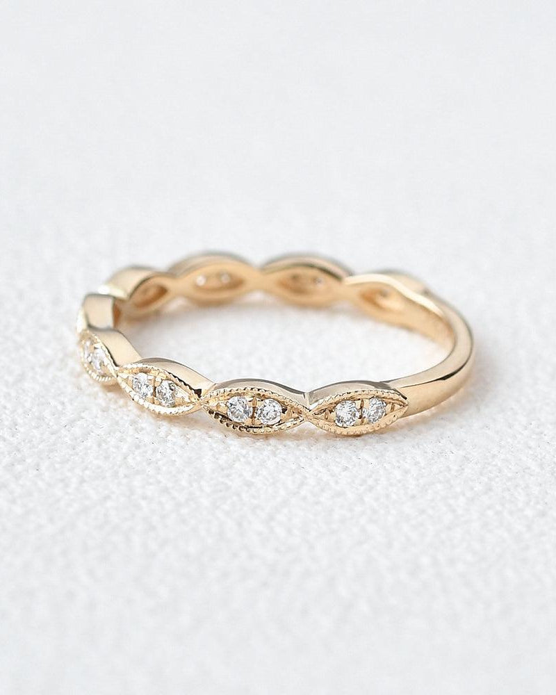 Moissanite Yellow Gold Stacking Ring - Felicegals