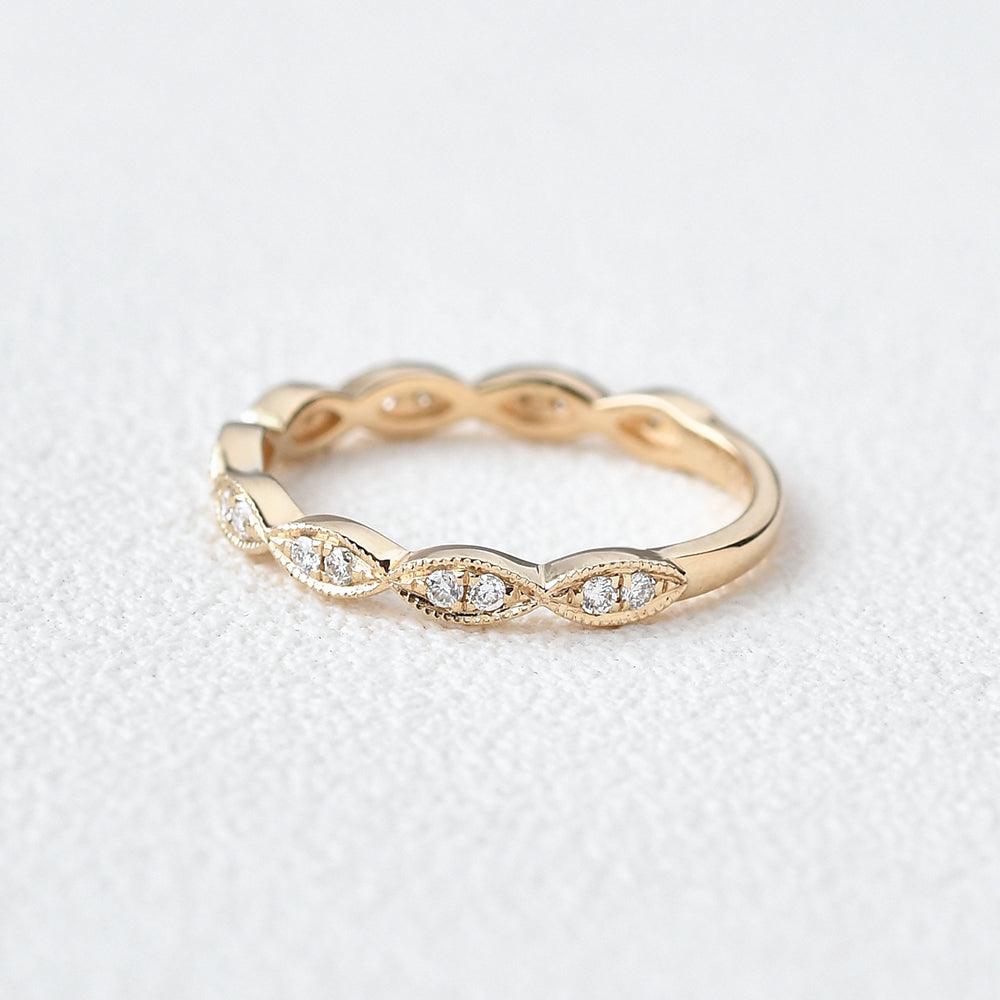 Moissanite Yellow Gold Stacking Ring - Felicegals