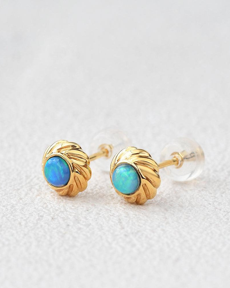 Natural Opal Vintage Yellow Gold Earrings - Felicegals 丨Wedding ring 丨Fashion ring 丨Diamond ring 丨Gemstone ring--Felicegals