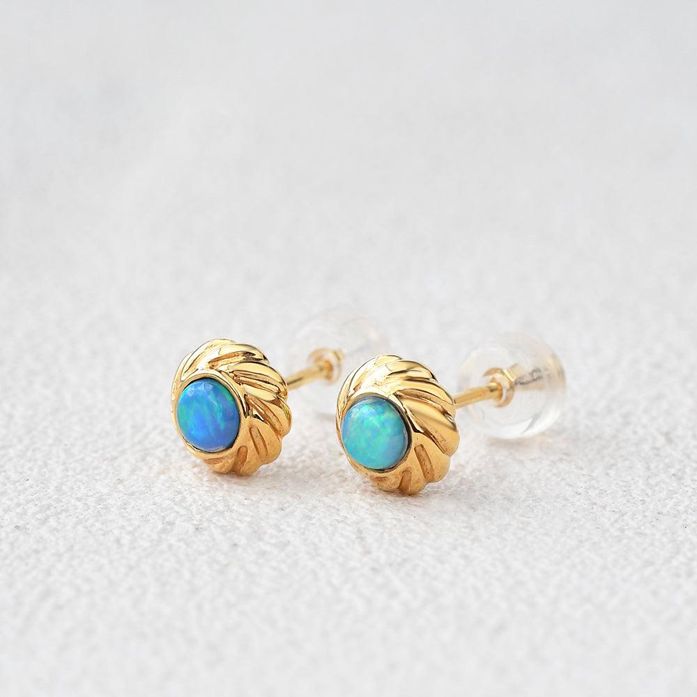 Natural Opal Vintage Yellow Gold Earrings - Felicegals 丨Wedding ring 丨Fashion ring 丨Diamond ring 丨Gemstone ring--Felicegals