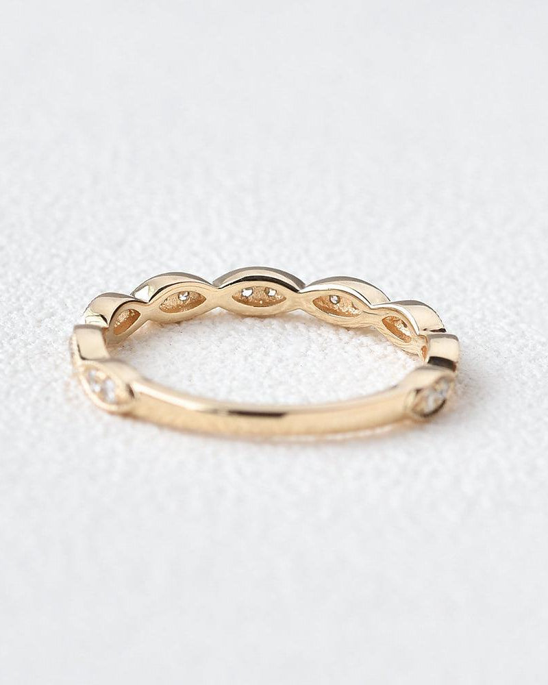 Moissanite Yellow Gold Stacking Ring - Felicegals