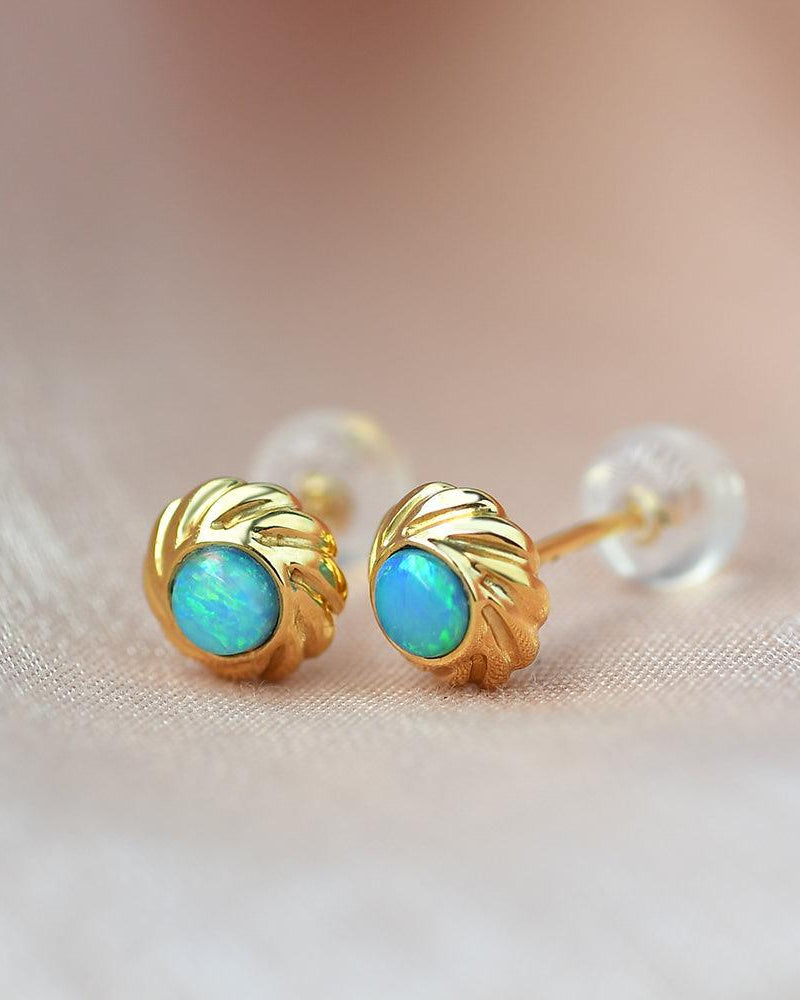 Natural Opal Vintage Yellow Gold Earrings - Felicegals 丨Wedding ring 丨Fashion ring 丨Diamond ring 丨Gemstone ring--Felicegals