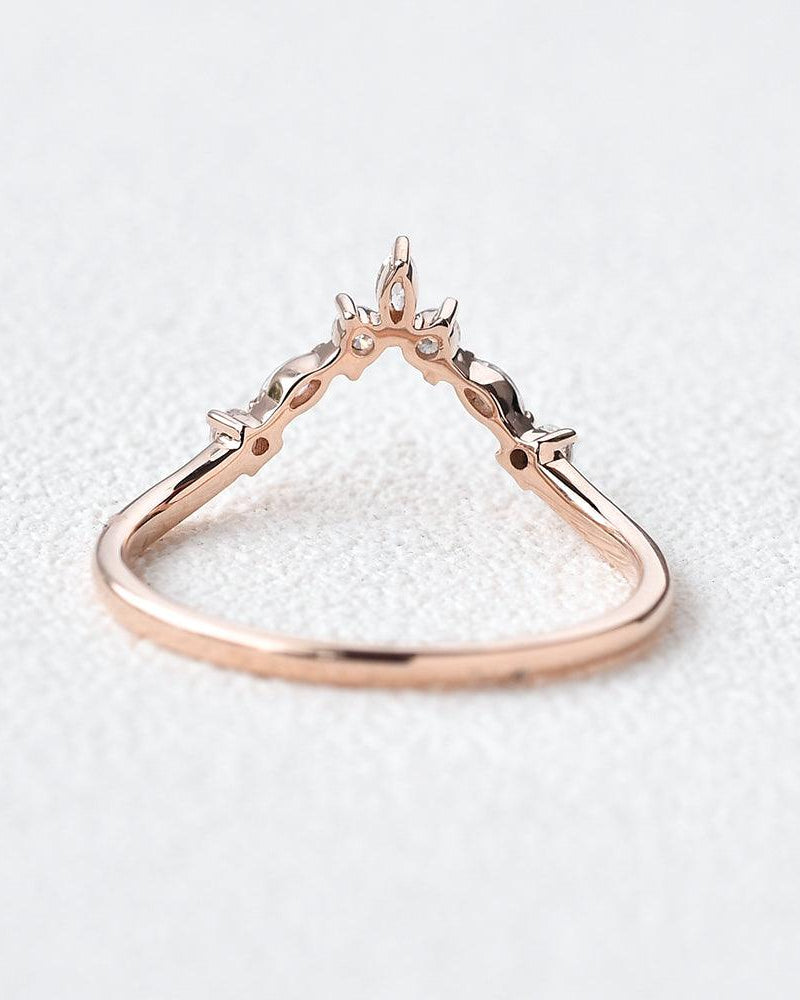 Chevron Band Moissanite Rose Gold Ring - Felicegals