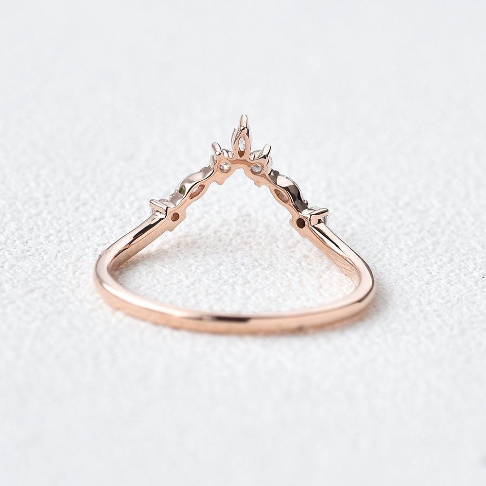 Chevron Band Moissanite Rose Gold Ring - Felicegals