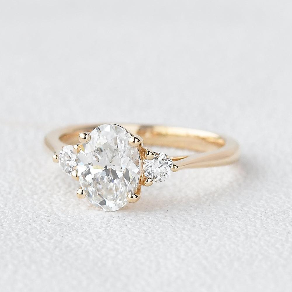 0.8ct Oval Cut Moissanite Three Stone Ring - Felicegals