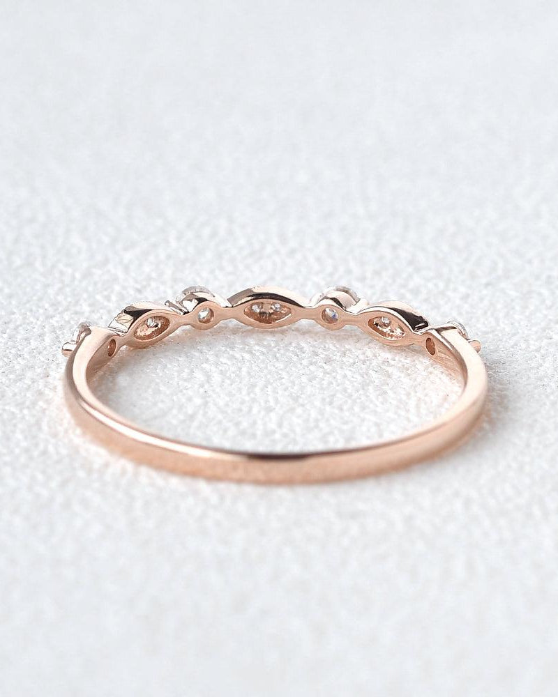 Moissanite Milgrain Dainty Rose Gold Ring - Felicegals