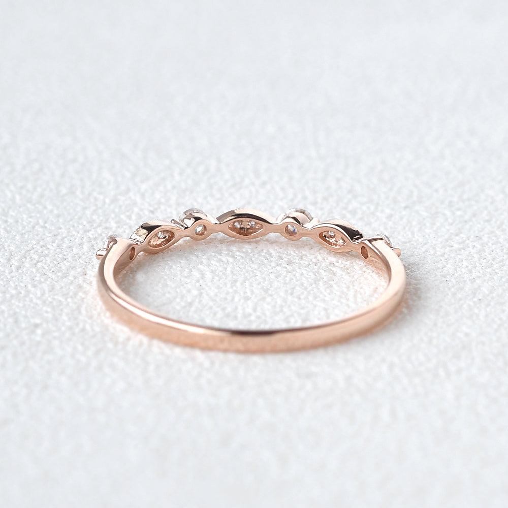 Moissanite Milgrain Dainty Rose Gold Ring - Felicegals