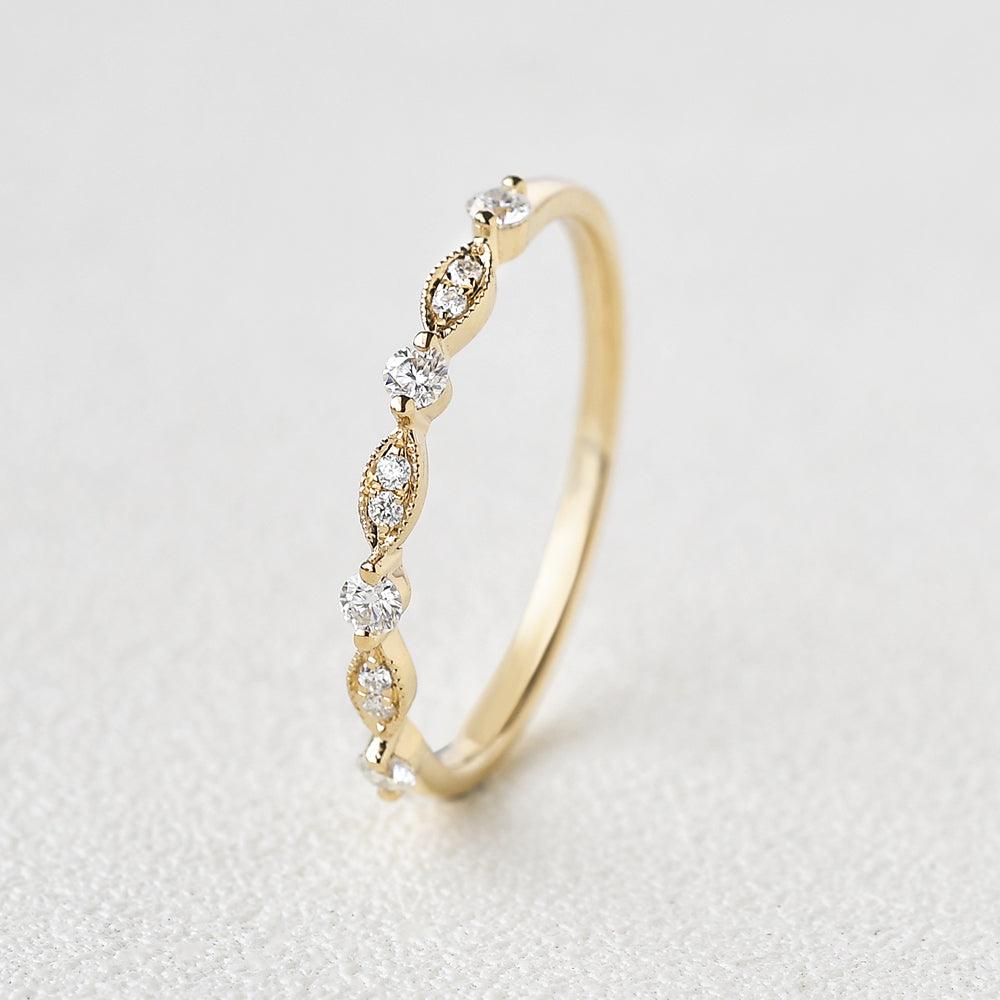 Moissanite Milgrain Dainty Rose Gold Ring - Felicegals