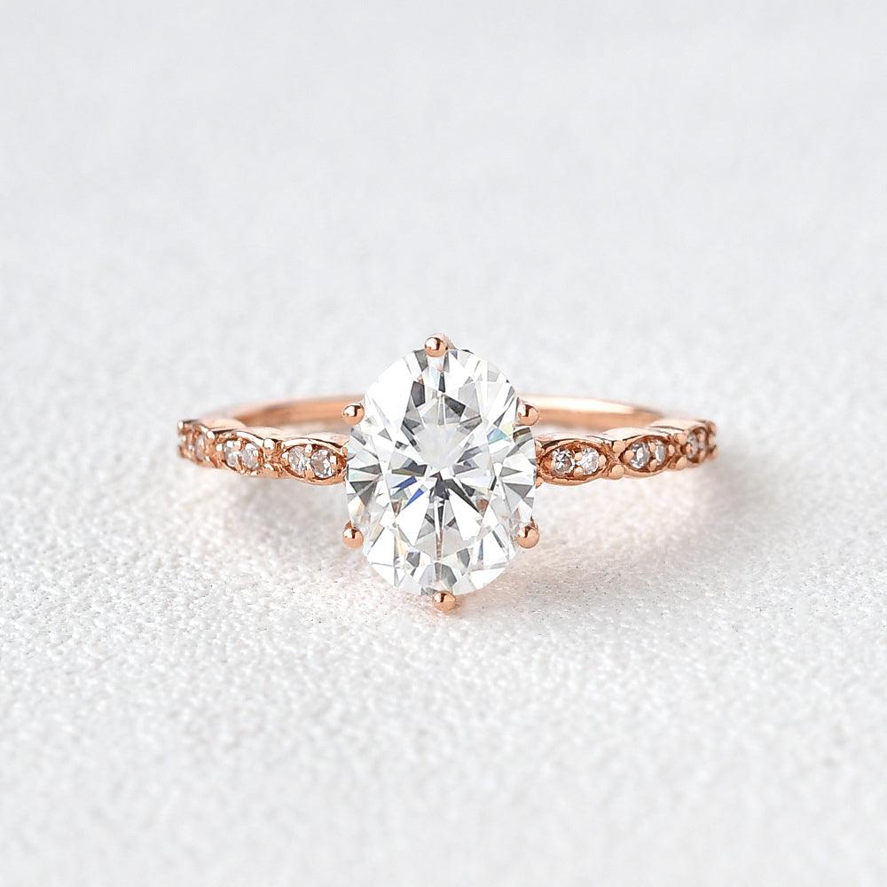 1.33ct Oval Cut Moissanite Rose Gold Ring - Felicegals 丨Wedding ring 丨Fashion ring 丨Diamond ring 丨Gemstone ring--Felicegals