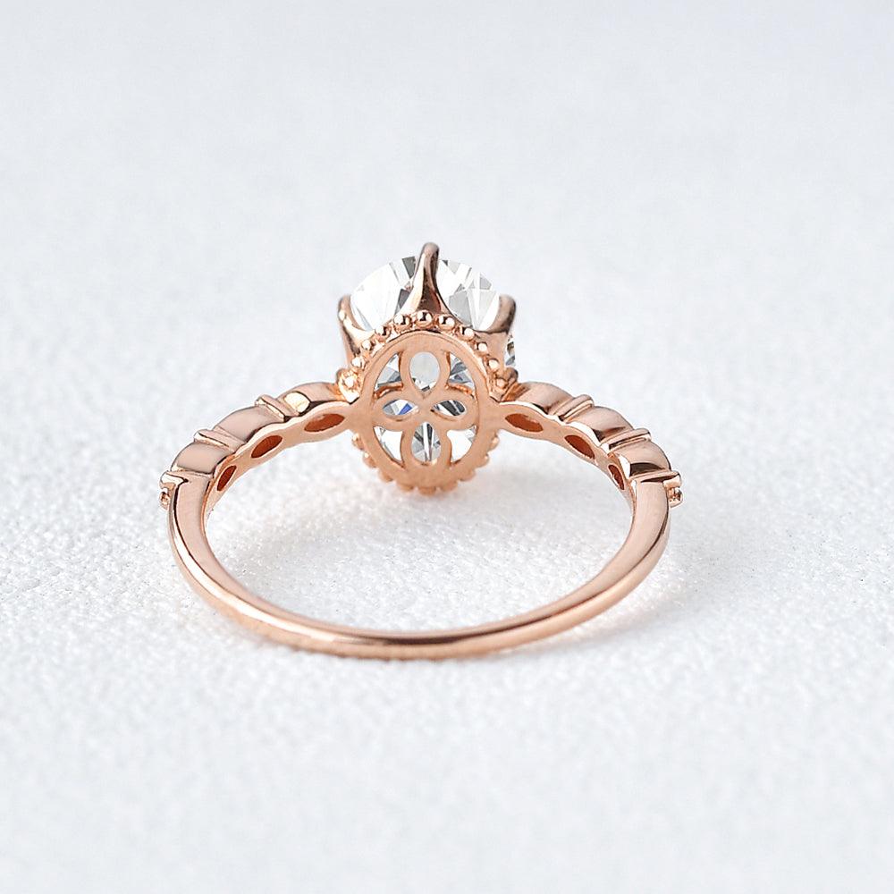 1.33ct Oval Cut Moissanite Rose Gold Ring - Felicegals 丨Wedding ring 丨Fashion ring 丨Diamond ring 丨Gemstone ring--Felicegals