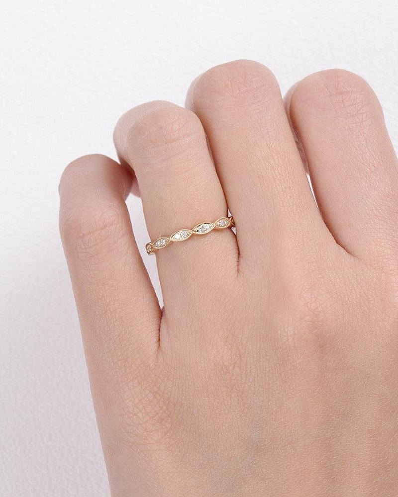 Moissanite Yellow Gold Stacking Ring - Felicegals