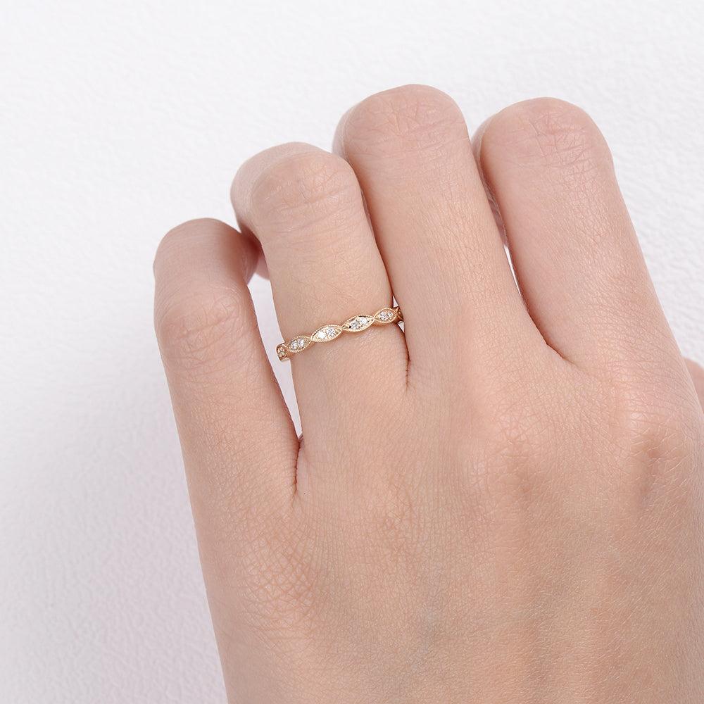 Moissanite Yellow Gold Stacking Ring - Felicegals