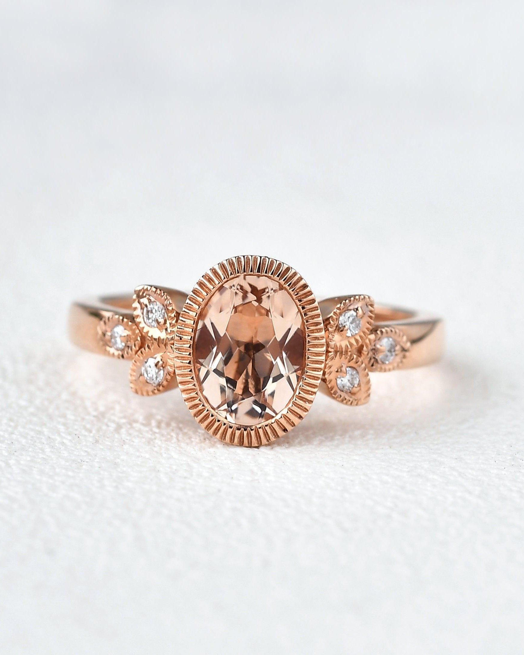 Morganite & Moissanite Rose Gold Ring - Felicegals