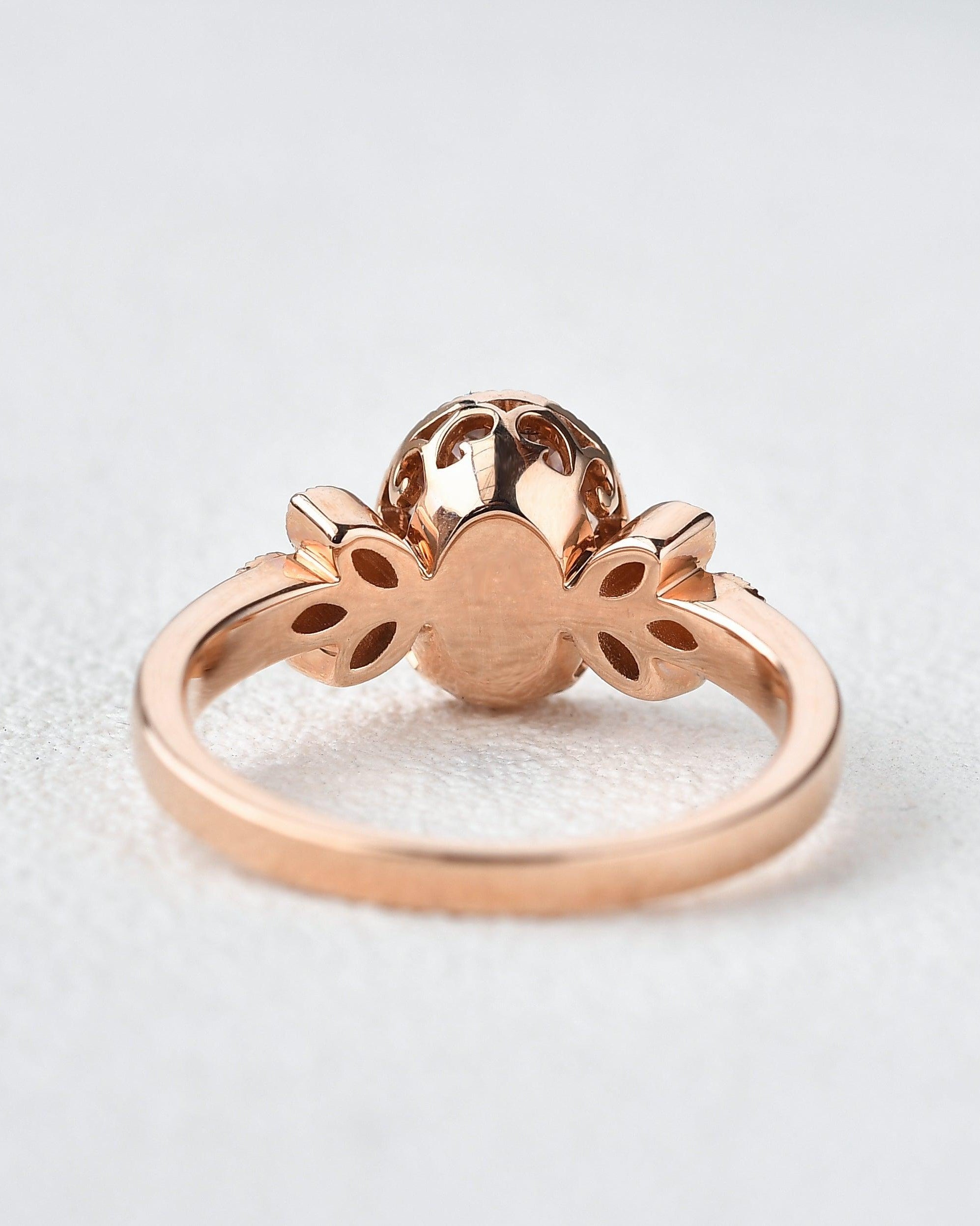 Morganite & Moissanite Rose Gold Ring - Felicegals