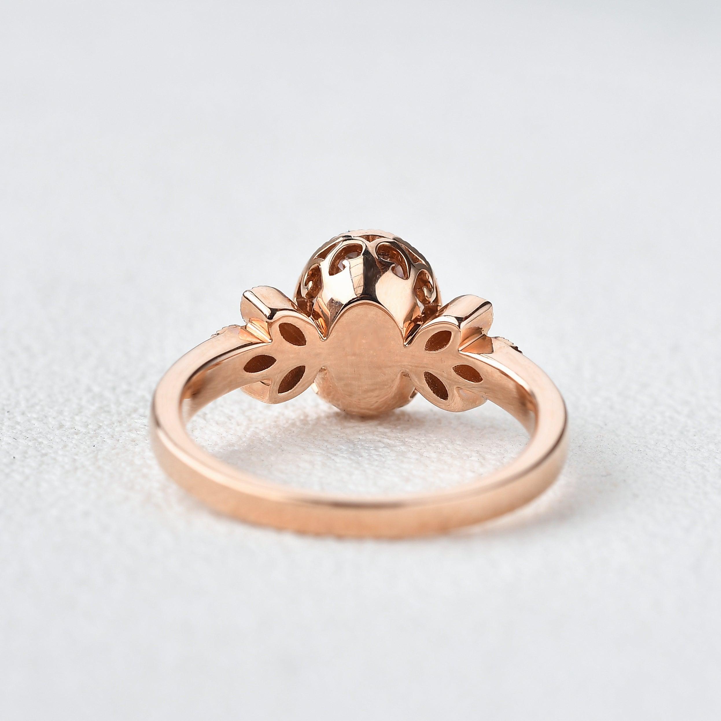 Morganite & Moissanite Rose Gold Ring - Felicegals