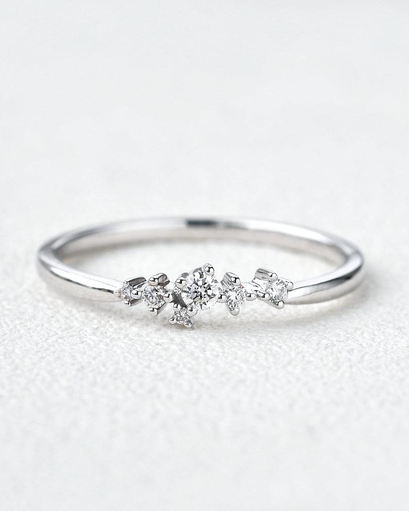 Unique Floral Snowflake Band White Gold Ring - Felicegals