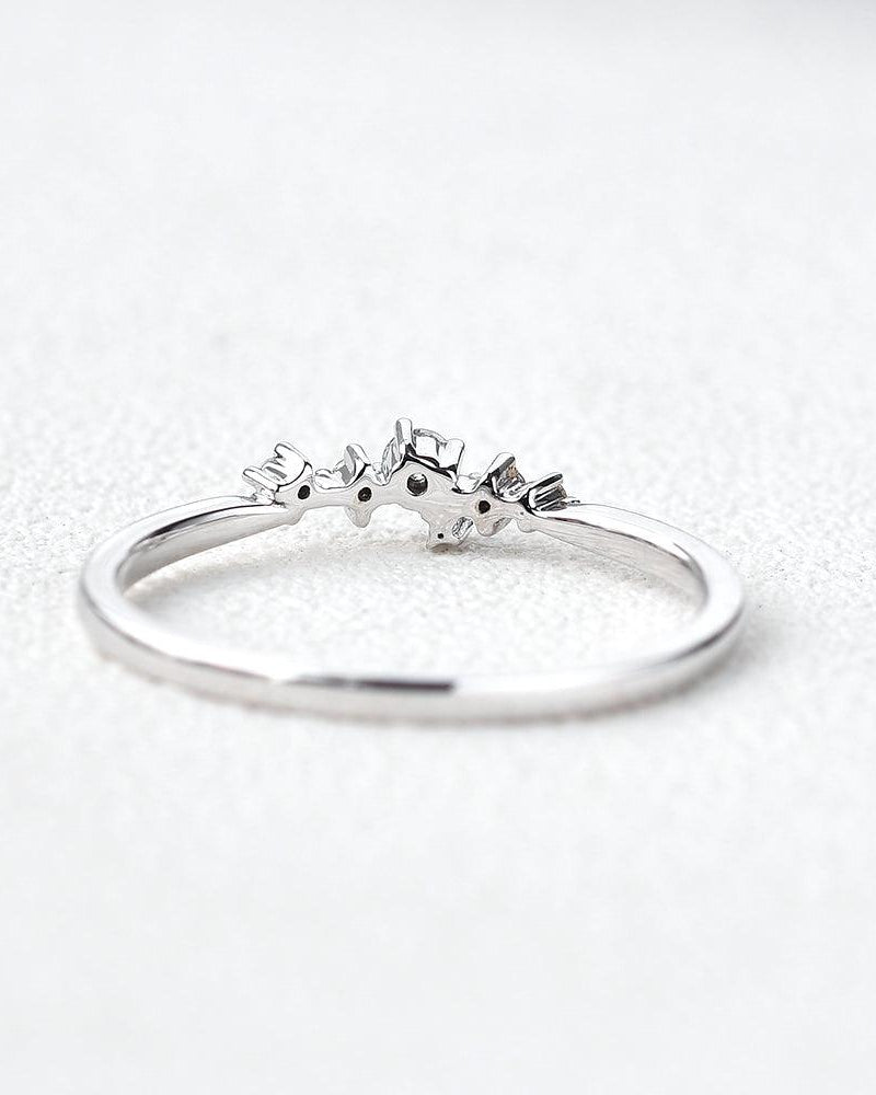 Unique Floral Snowflake Band White Gold Ring - Felicegals