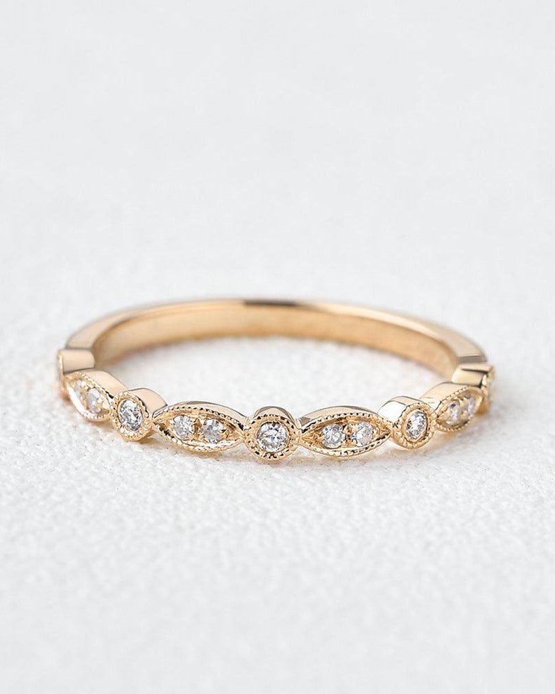 Moissanite Milgrain Dainty White/Rose Gold Ring - Felicegals
