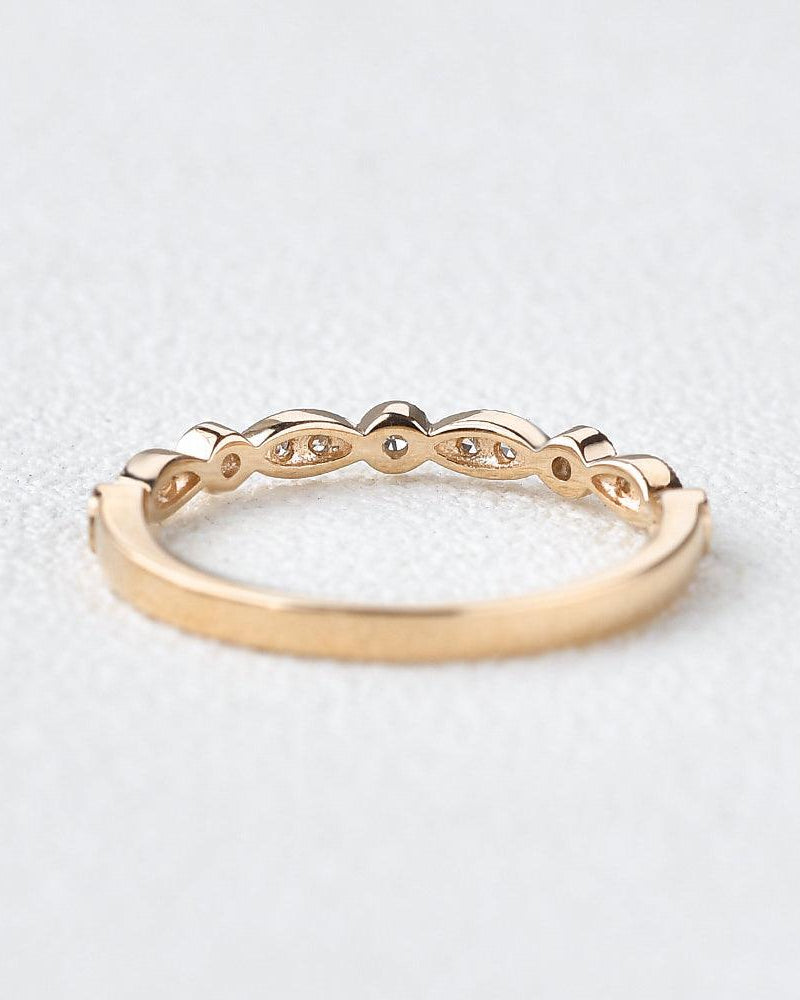 Moissanite Milgrain Dainty White/Rose Gold Ring - Felicegals