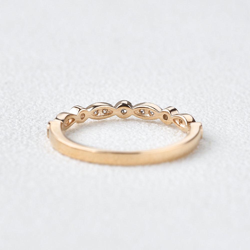Moissanite Milgrain Dainty White/Rose Gold Ring - Felicegals