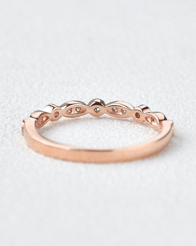 Moissanite Milgrain Dainty White/Rose Gold Ring - Felicegals