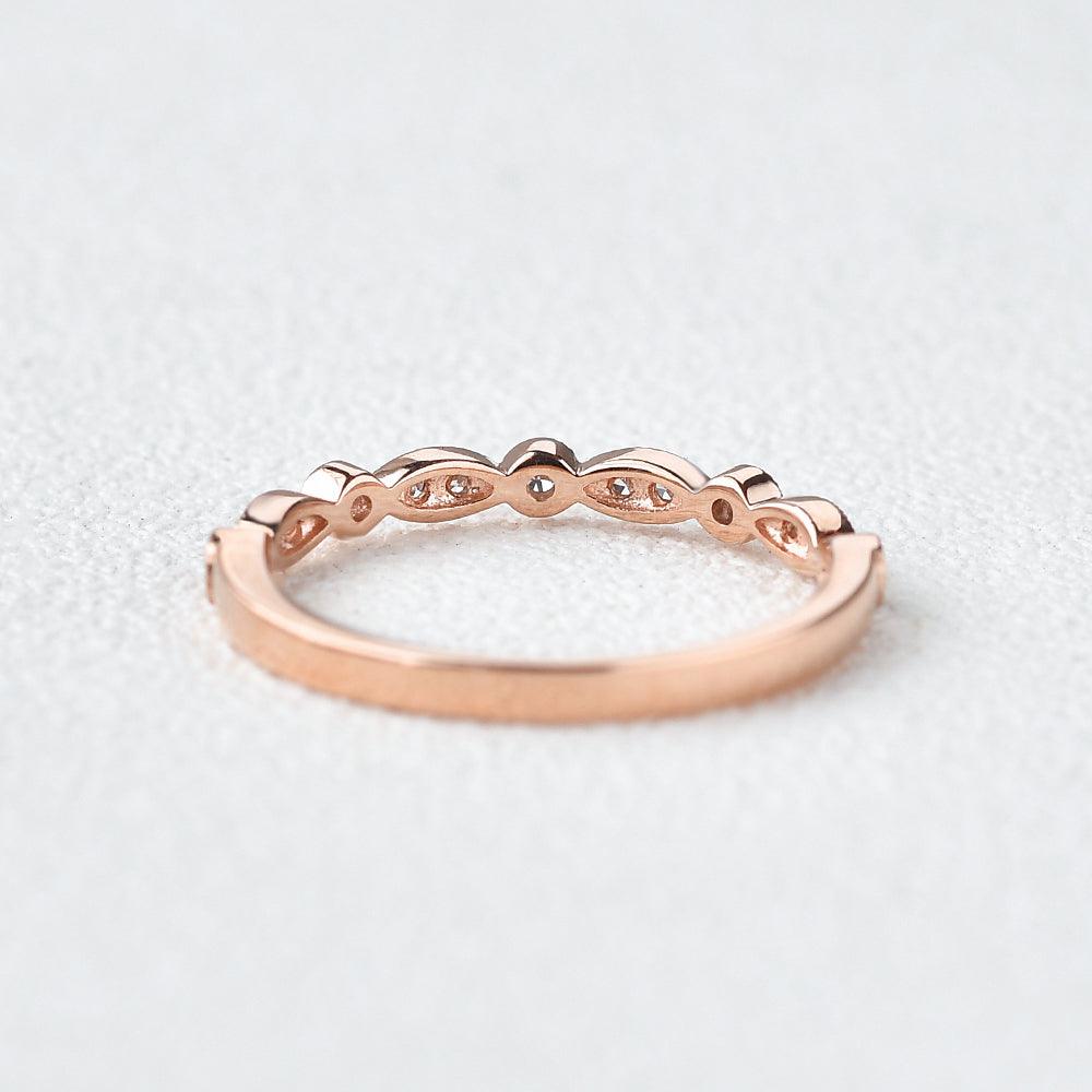 Moissanite Milgrain Dainty White/Rose Gold Ring - Felicegals