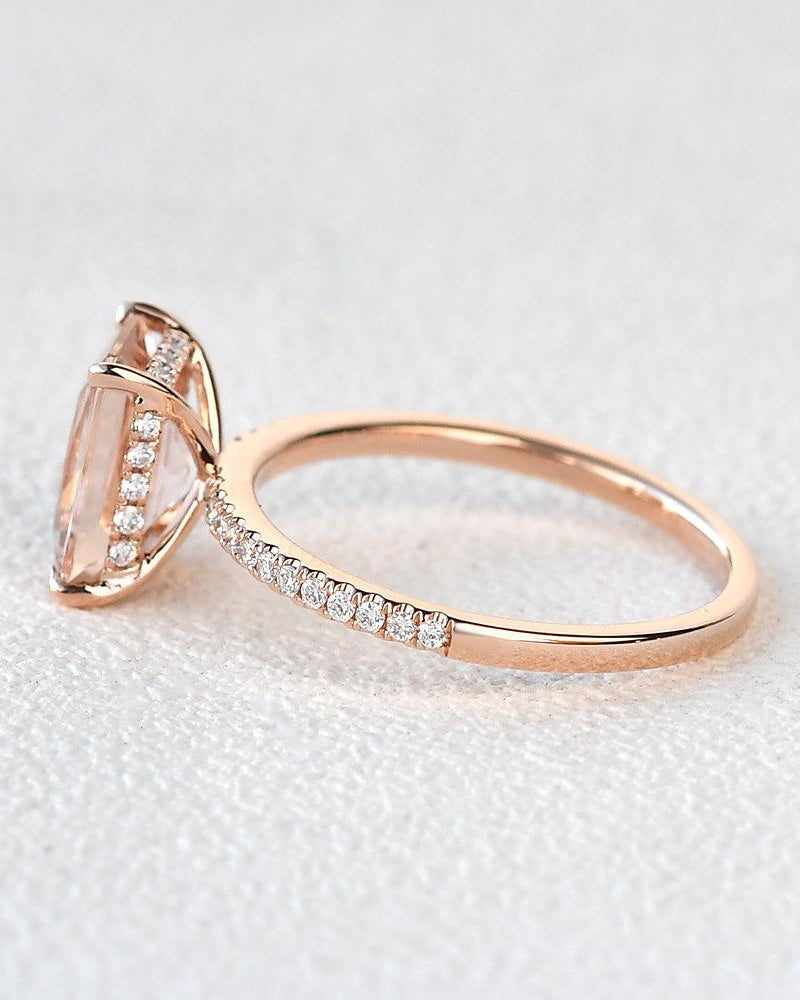 7*9mm Peachy Morganite Radiant Cut Ring - Felicegals