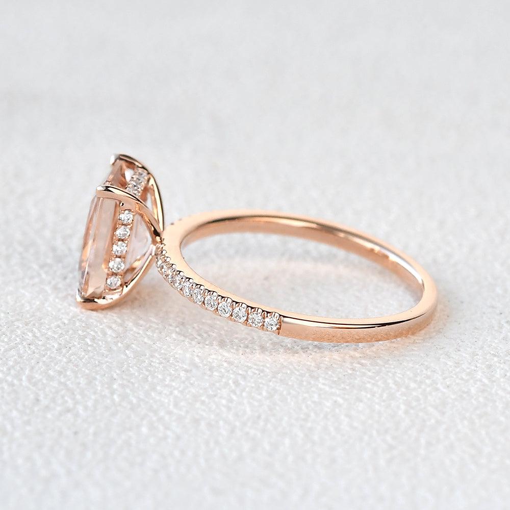 7*9mm Peachy Morganite Radiant Cut Ring - Felicegals
