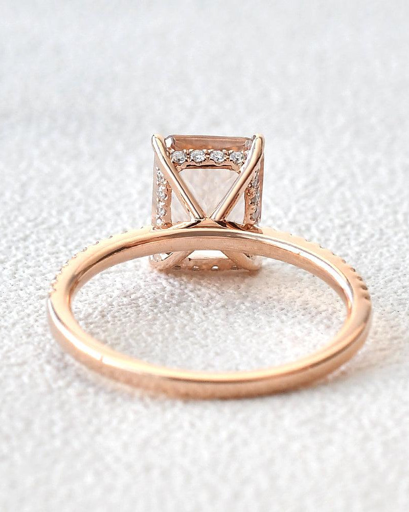 7*9mm Peachy Morganite Radiant Cut Ring - Felicegals