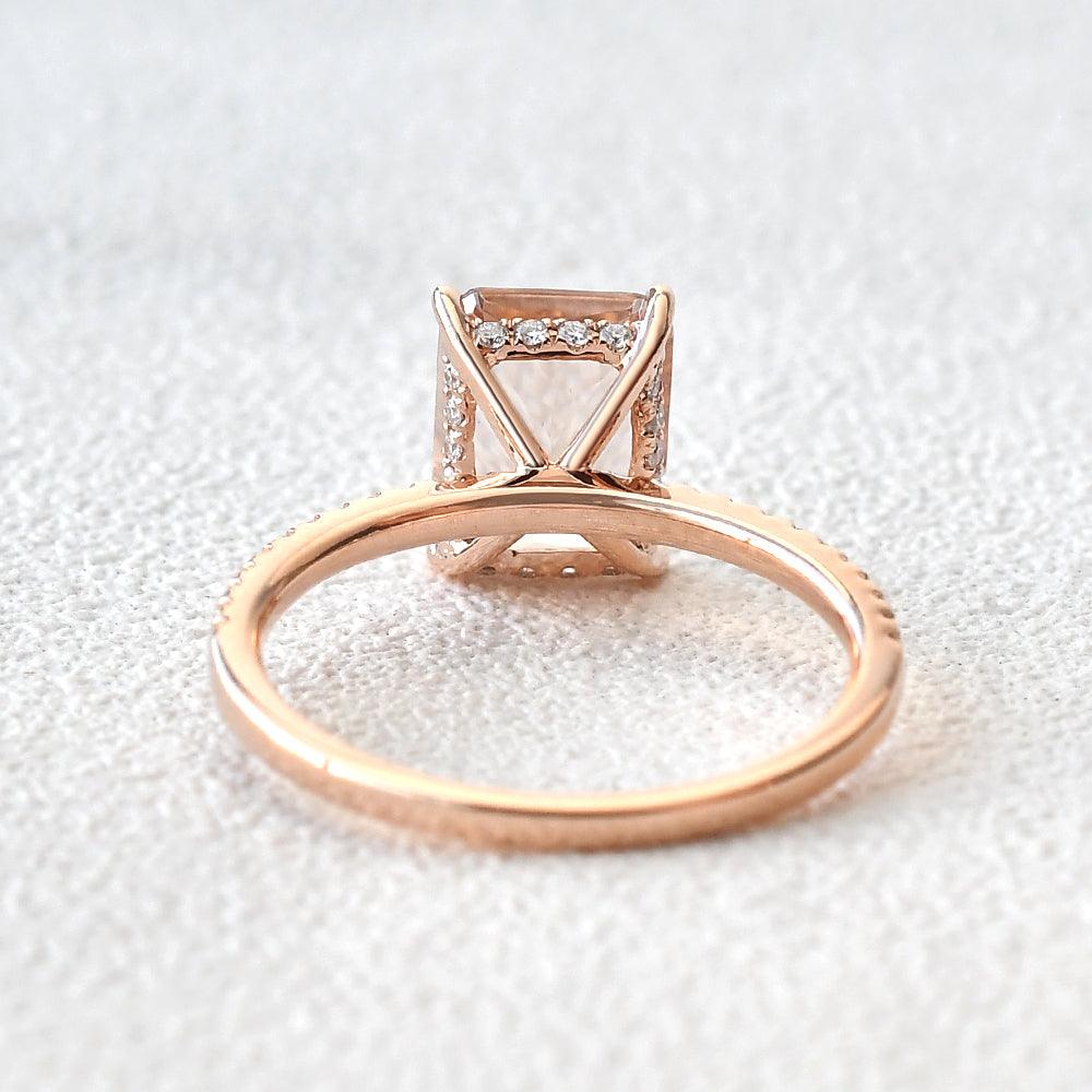 7*9mm Peachy Morganite Radiant Cut Ring - Felicegals