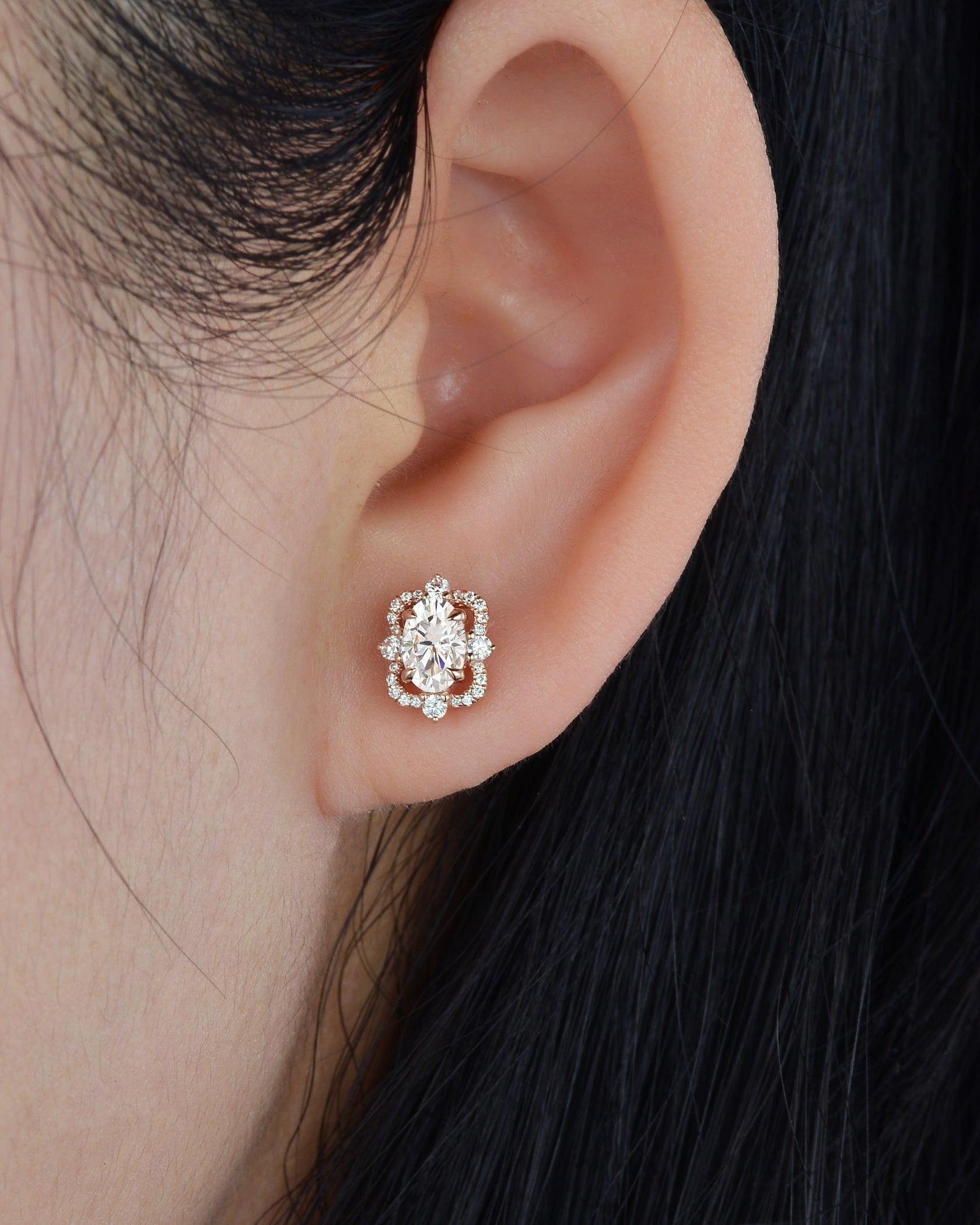 Felicegals Moissanite Byzantine Art-deco Earrings - Felicegals 丨Wedding ring 丨Fashion ring 丨Diamond ring 丨Gemstone ring--Felicegals 丨Wedding ring 丨Fashion ring 丨Diamond ring 丨Gemstone ring