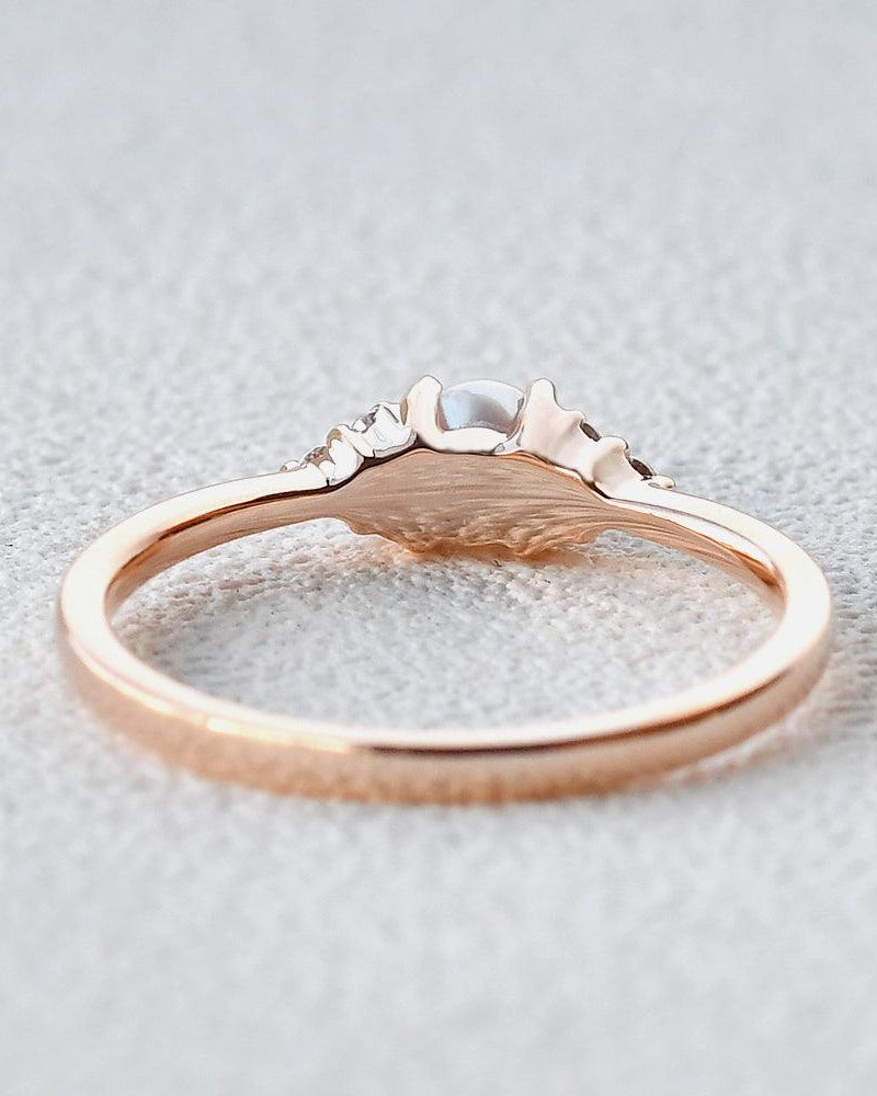 Akoya Pearl & Geometric Moissanite Rose Gold Ring - Felicegals