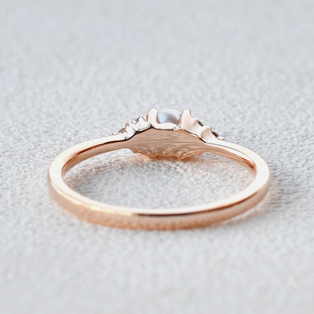 Akoya Pearl & Geometric Moissanite Rose Gold Ring - Felicegals