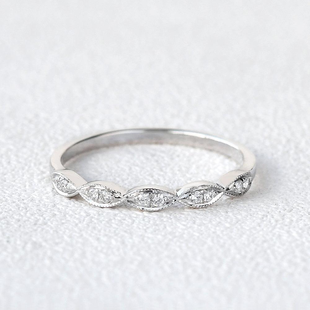 Art Deco Moissanite White Gold Wedding Band - Felicegals