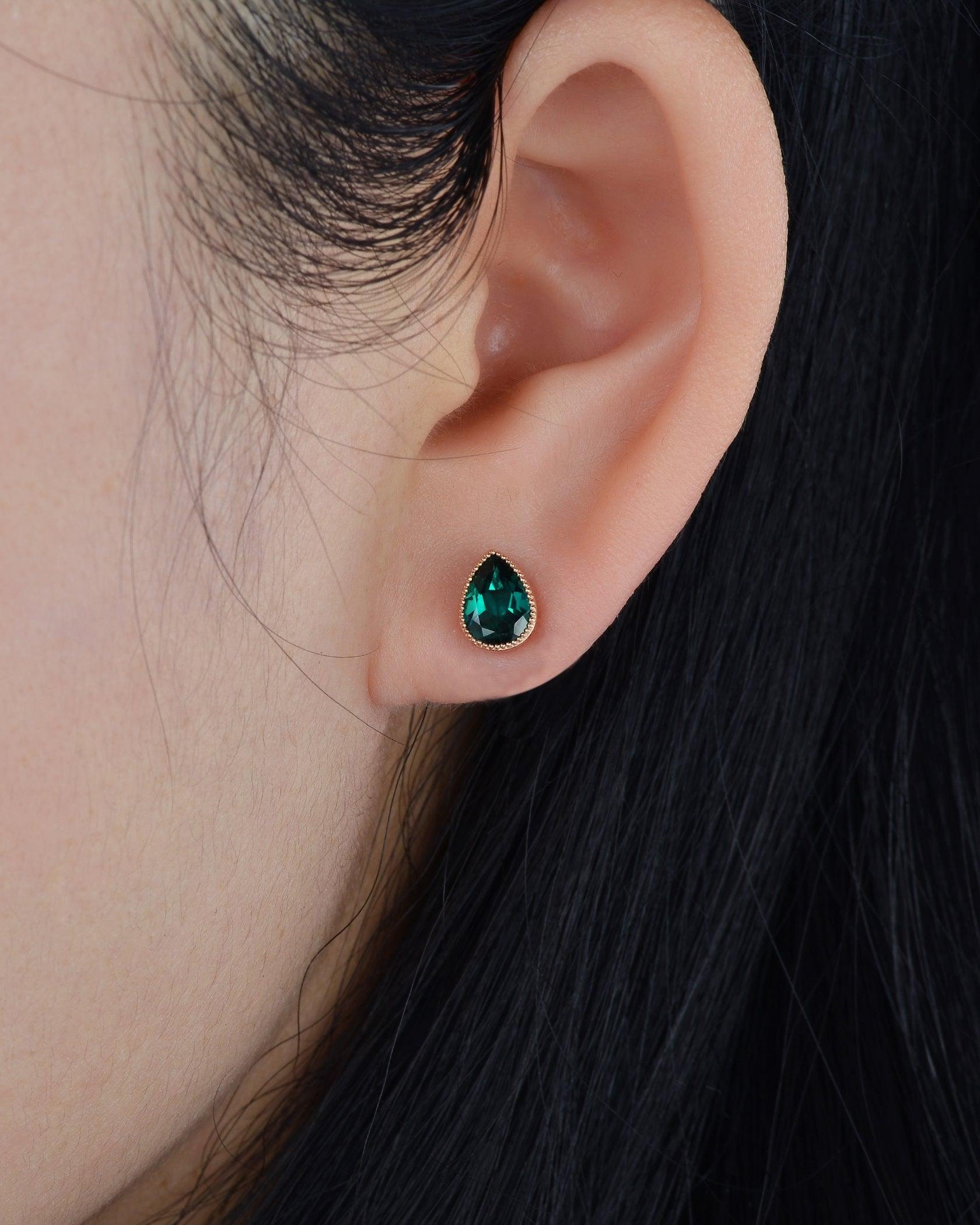 Felicegals Emerald Vintage Earring Set 2pcs - Felicegals 丨Wedding ring 丨Fashion ring 丨Diamond ring 丨Gemstone ring--Felicegals 丨Wedding ring 丨Fashion ring 丨Diamond ring 丨Gemstone ring