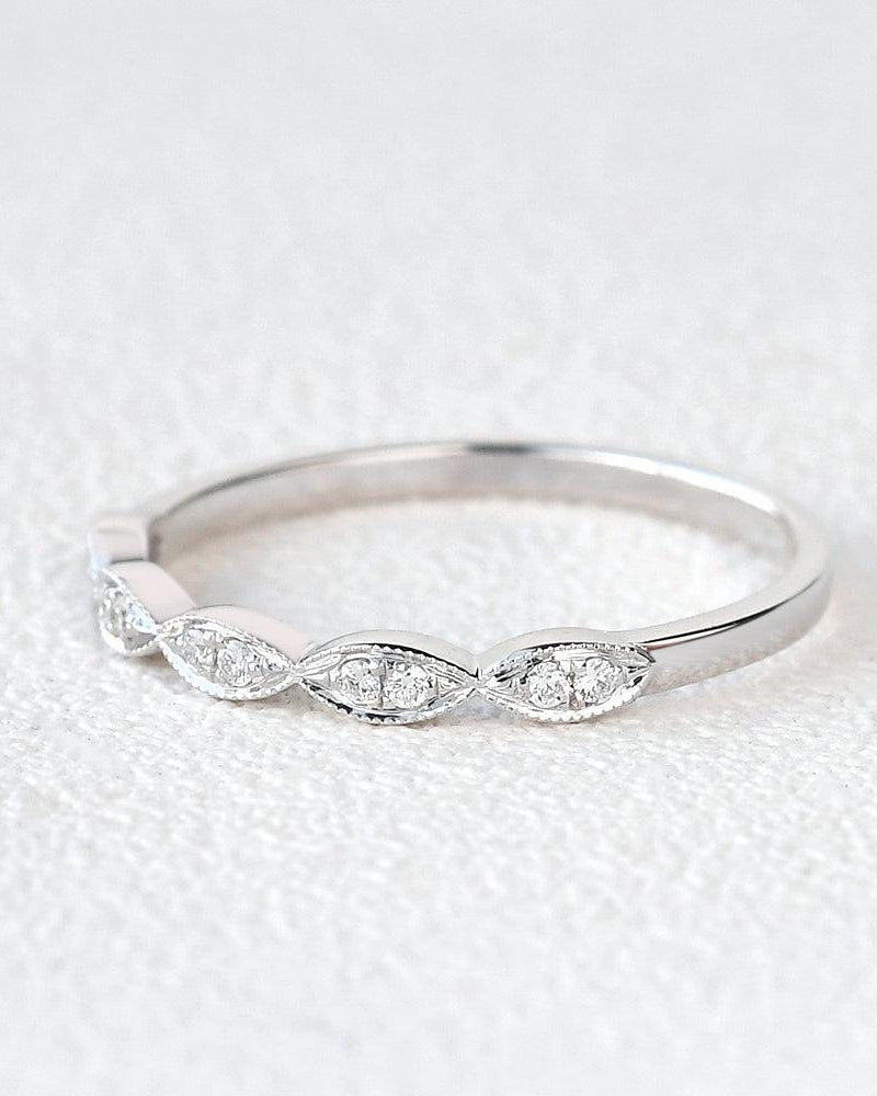 Art Deco Moissanite White Gold Wedding Band - Felicegals