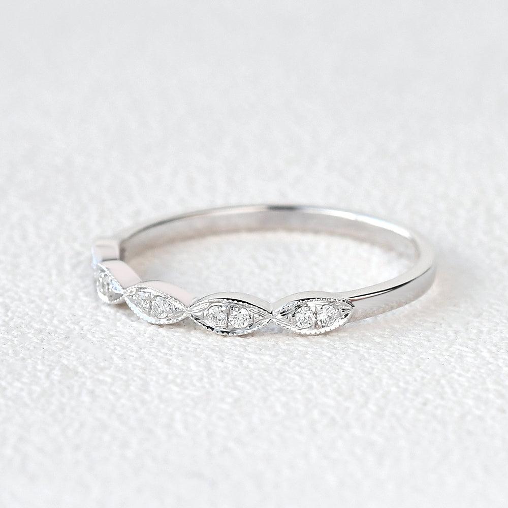 Art Deco Moissanite White Gold Wedding Band - Felicegals