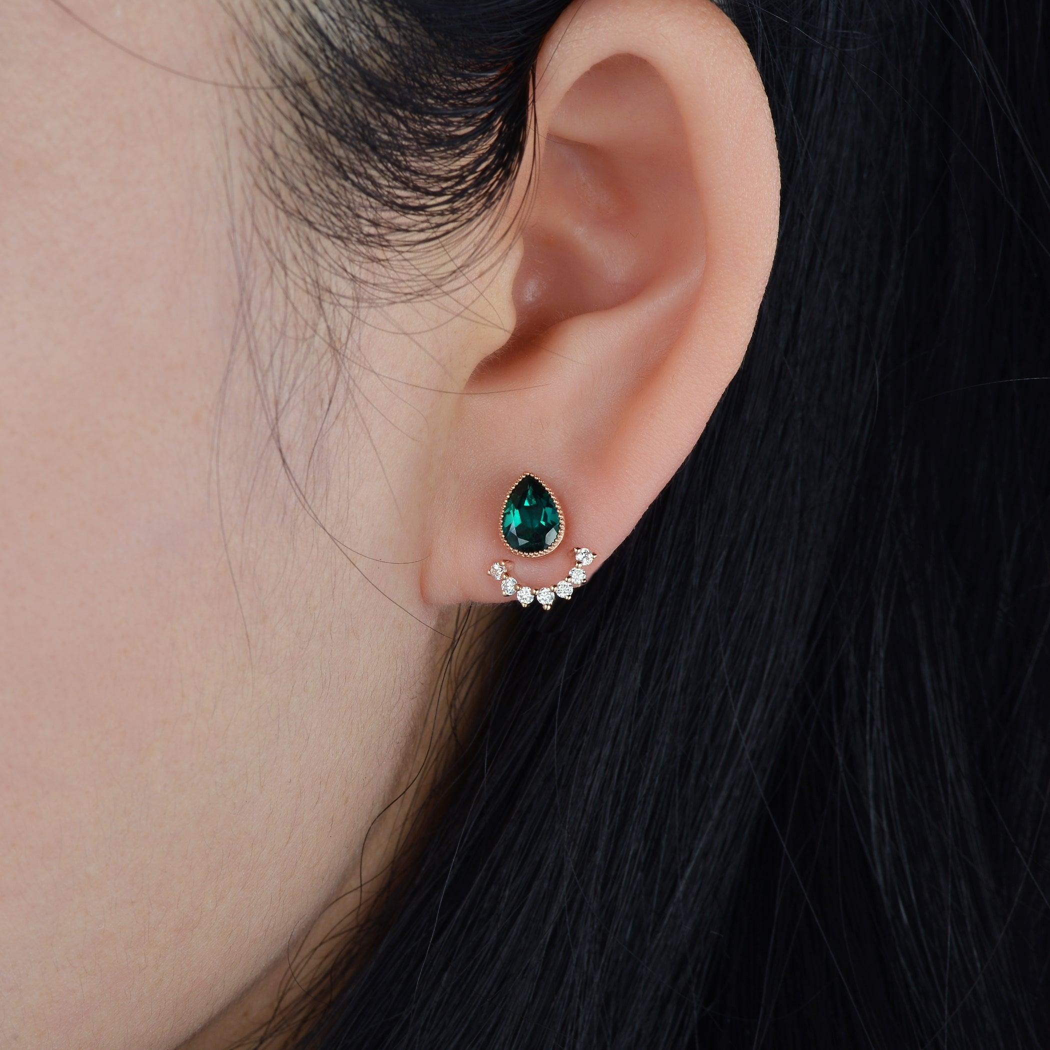Felicegals Emerald Vintage Earring Set 2pcs - Felicegals 丨Wedding ring 丨Fashion ring 丨Diamond ring 丨Gemstone ring--Felicegals 丨Wedding ring 丨Fashion ring 丨Diamond ring 丨Gemstone ring