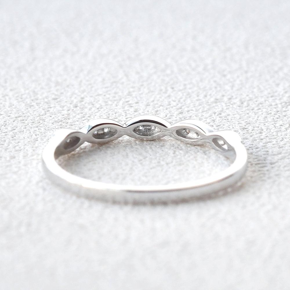 Art Deco Moissanite White Gold Wedding Band - Felicegals