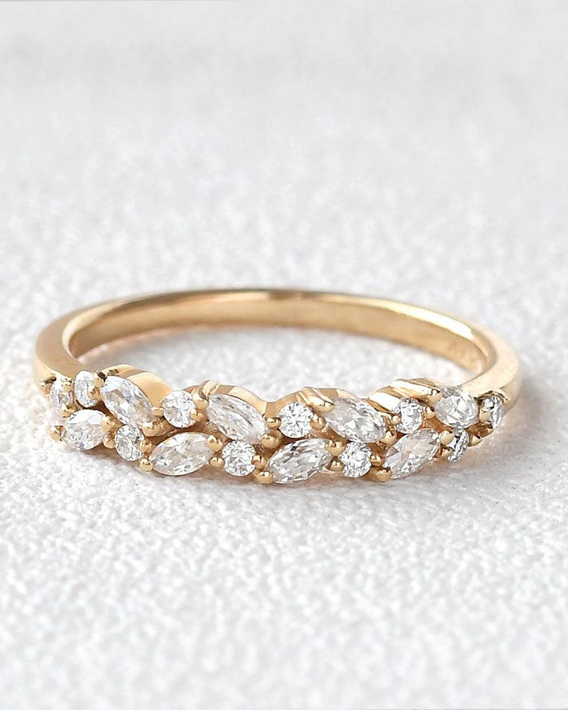 Marquise Shaped Moissanite Wedding Band - Felicegals