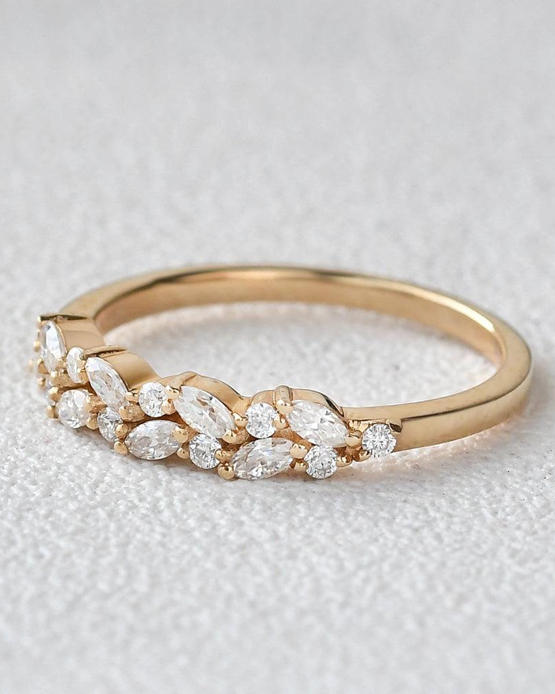 Marquise Shaped Moissanite Wedding Band - Felicegals