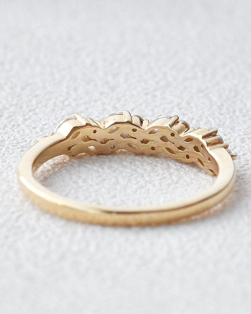 Marquise Shaped Moissanite Wedding Band - Felicegals