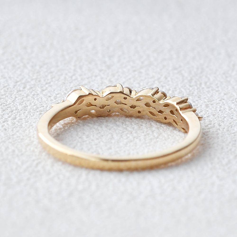 Marquise Shaped Moissanite Wedding Band - Felicegals