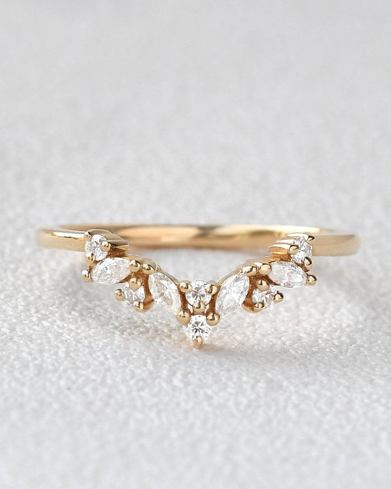 Marquise Cut Moissanite Stacking Yellow Gold Ring - Felicegals
