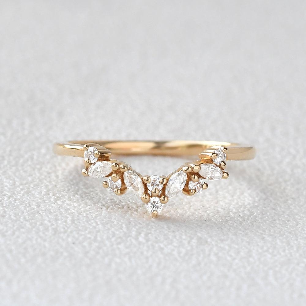 Marquise Cut Moissanite Stacking Yellow Gold Ring - Felicegals