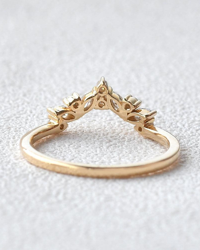 Marquise Cut Moissanite Stacking Yellow Gold Ring - Felicegals
