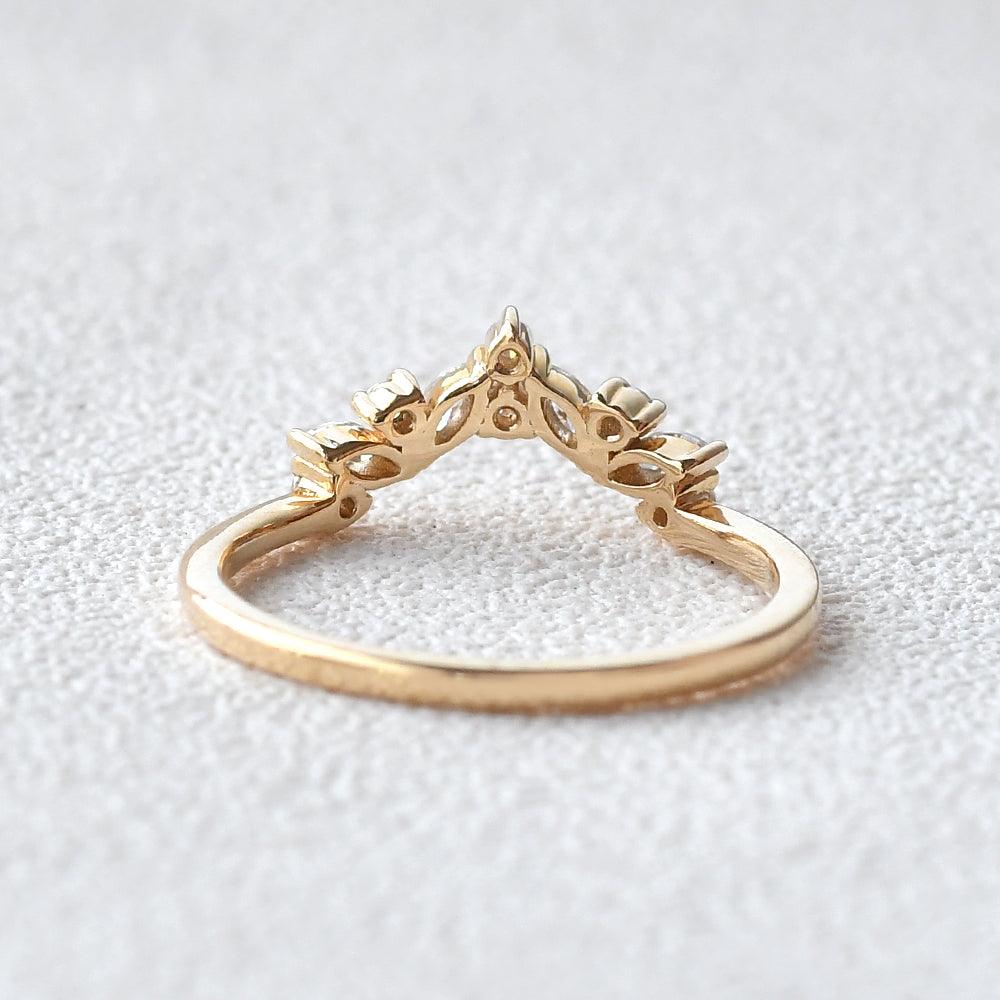 Marquise Cut Moissanite Stacking Yellow Gold Ring - Felicegals